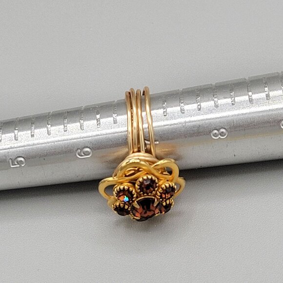 Prong Set Pyrope Garnet Floral Shaped Ring Gold Tone Wire Shank 6 3/4 - Picture 5 of 5